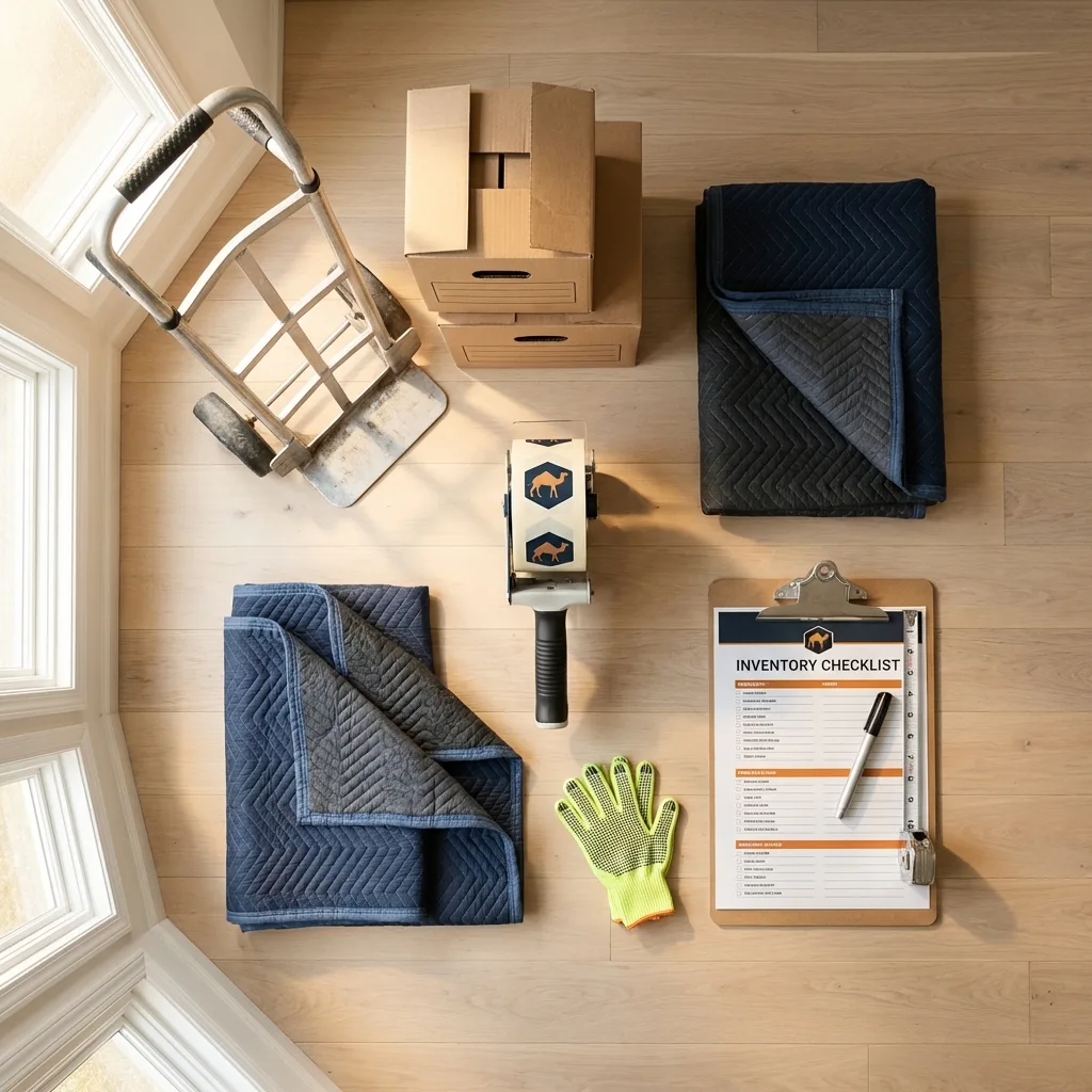 Professional moving supplies and packing materials layout for Oliver Springs residential relocations
